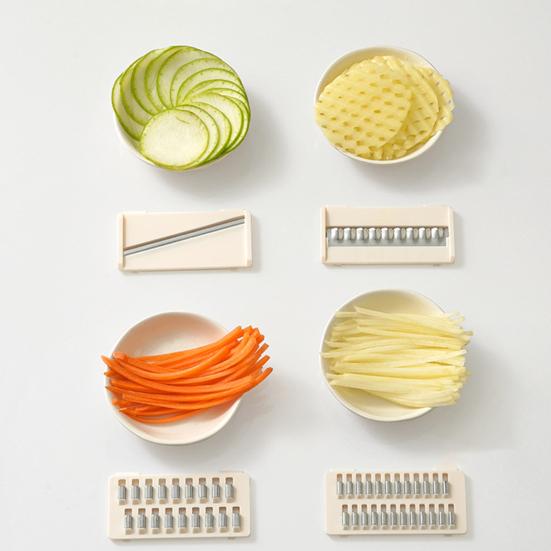 Vegetable Cutter 4-in-1 Food Chopper Grater with Blades Salad Prep Tool for Slicing Dicing Shredding Safety Restaurant Food Prep Equipment