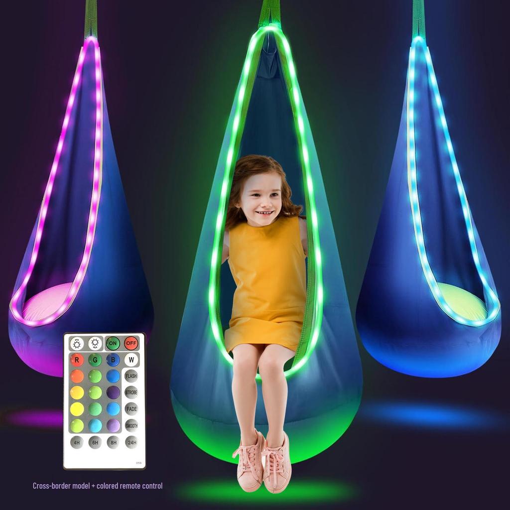 LED-Lit Portable Hanging Chair for Kids – Indoor/Outdoor Creative Nylon Swing