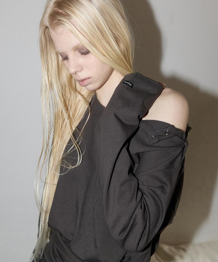 Lense Wrap-Tie Long Sleeve Tee Charcoal