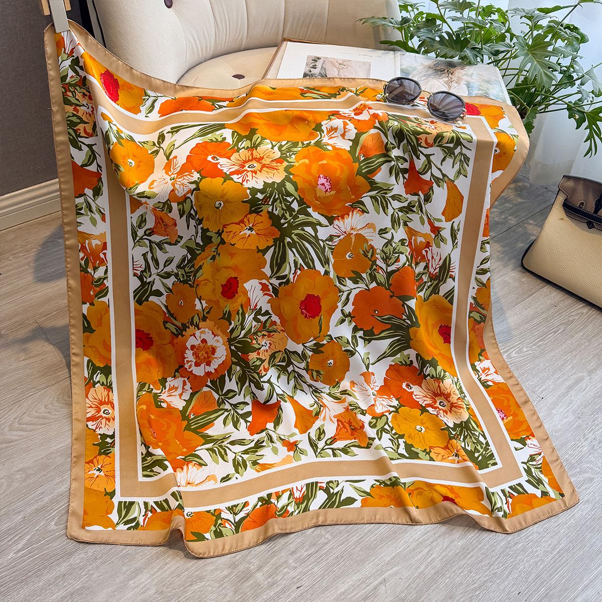 

Spring And Summer Design Luxury 90Cm Women Scarf Sunscreen Foulard Shawl Hijab Female Hair Hijab Wraps Neckerchief Bandanda