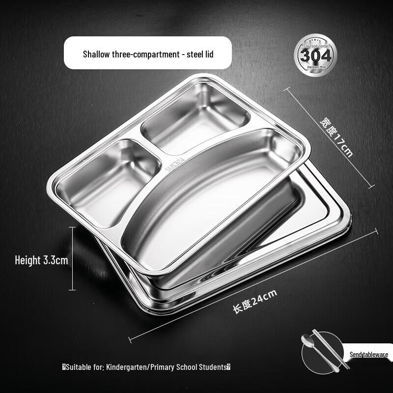 Thickened 304 Stainless Steel 5-Compartment Meal Tray