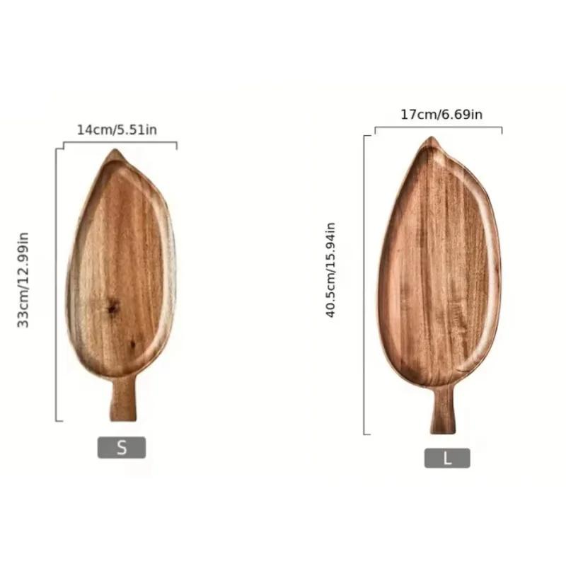 Solid Wood Leaf Shaped Tray Dim Sum Plate Steak Sushi Barbecue Western Food Tableware Heat Insulation Pad Wood Fruit Plate