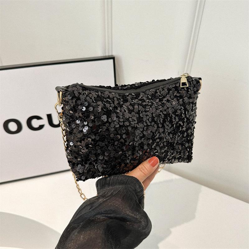 

Персонализированная маленькая сумка с пайетками для женщин, новая сумка через плечо с текстурой Niche, простая квадратная сумка с цепочкой, темперамент