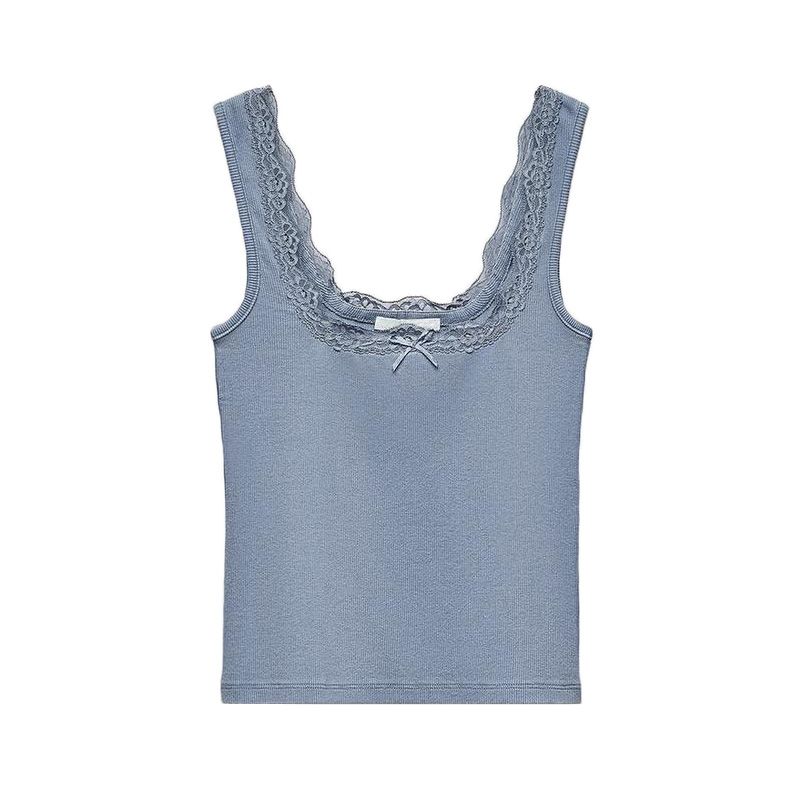 Spring New Women's Clothing Fashion Style Multi-Color Selection Lace Trim Wide Camisole Short Tops 1660300
