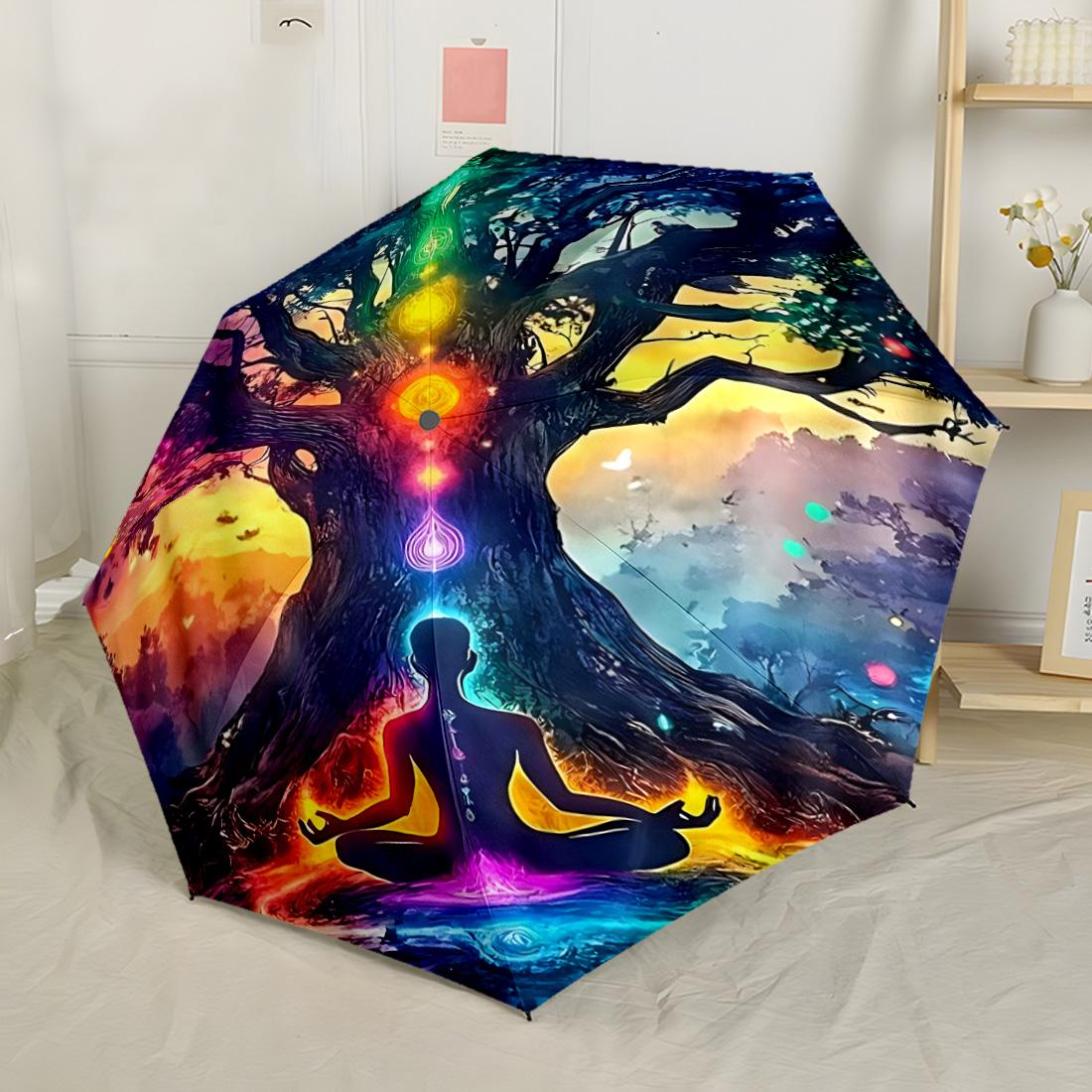 

Chakra Balance Meditation Outdoor Automatic Umbrella Retractable Design with 8 Rib Durability Lightweight for Outdoor Daily Use