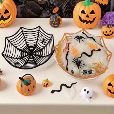 1pc-Panier à Bonbons d'Halloween Bol Toile d'Araignée Panier à Biscuits et Fruits Décoration d'Halloween pour la Chasse aux Bonbons