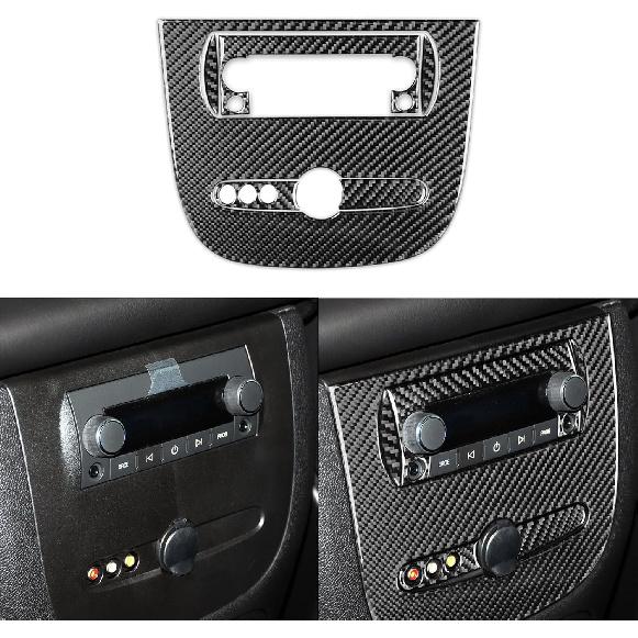 Real Glossy Black Carbon Fiber Sticker Car Inner Door Pull Handle Frame Anti-Collision Cover Trim Compatible with Chevrolet Avalanche/Silverado LTZ