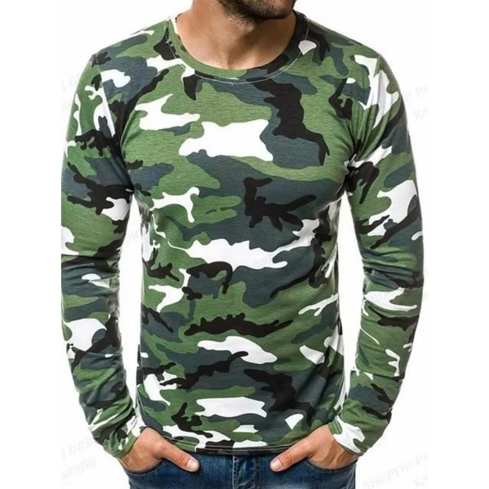 Herbst/Winter Herren Langarm Rundhals T-Shirt 3D Militärdruck Herren Langarm T-Shirt Veteranen Herren Mode T-Shirt