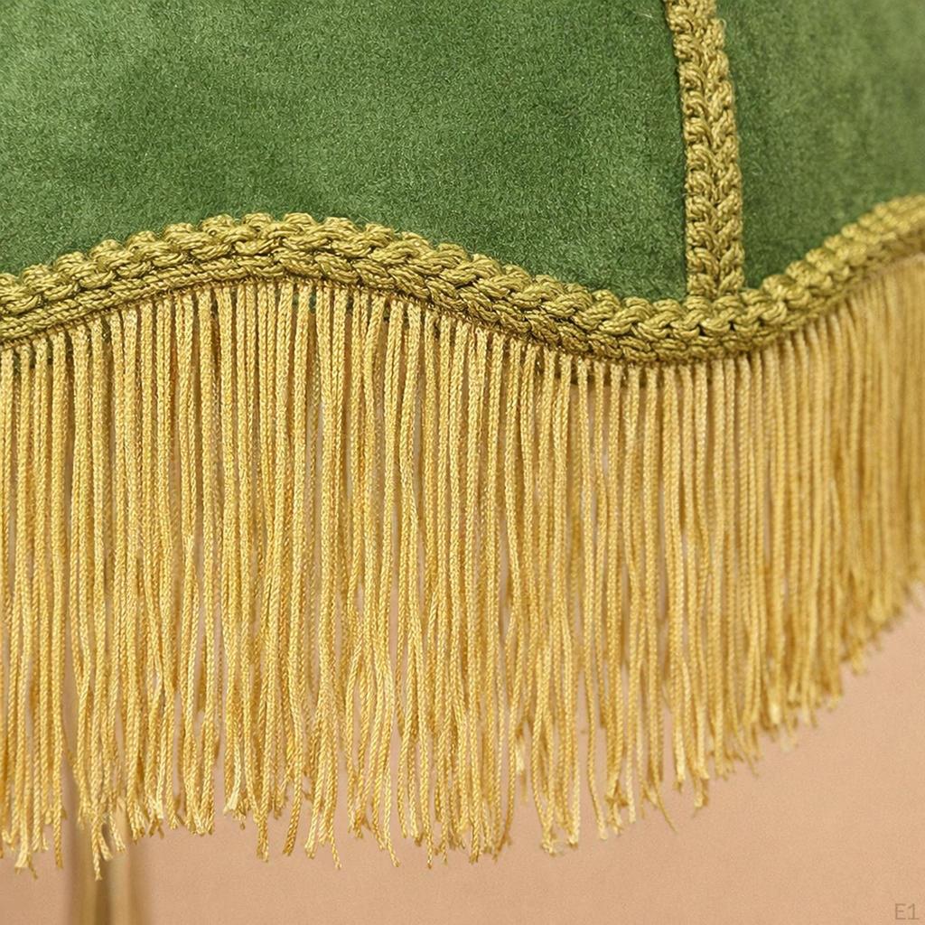Bell-Shaped Lampshade in Velvet with Decorative Tassels And Fringes, Light Ideal for Floor Or Table
