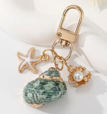 Natural Asymmetrical Seashell Keychain Ornament
