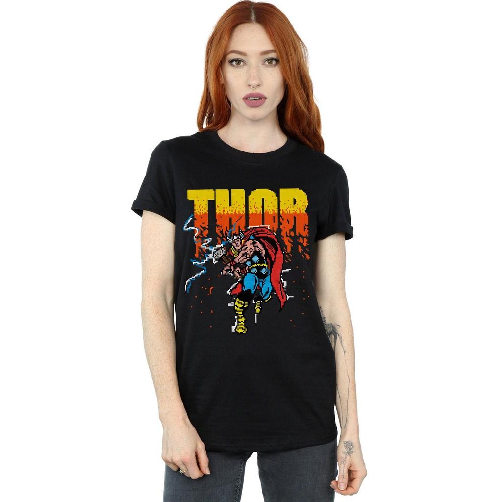 Marvel Womens/Ladies Thor Pixelated Cotton Boyfriend T-Shirt