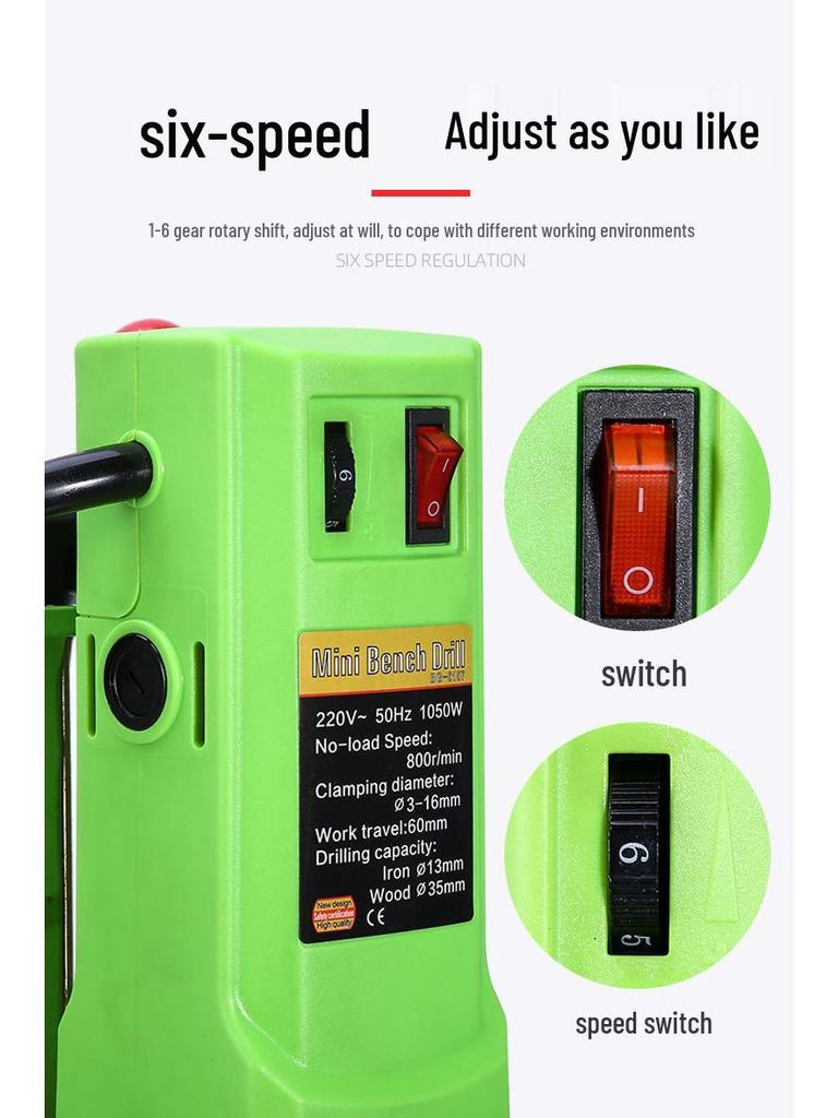 High-Precision Miniature Bench Drill: Industrial-Grade Small Drill Press for Woodworking and Household Use