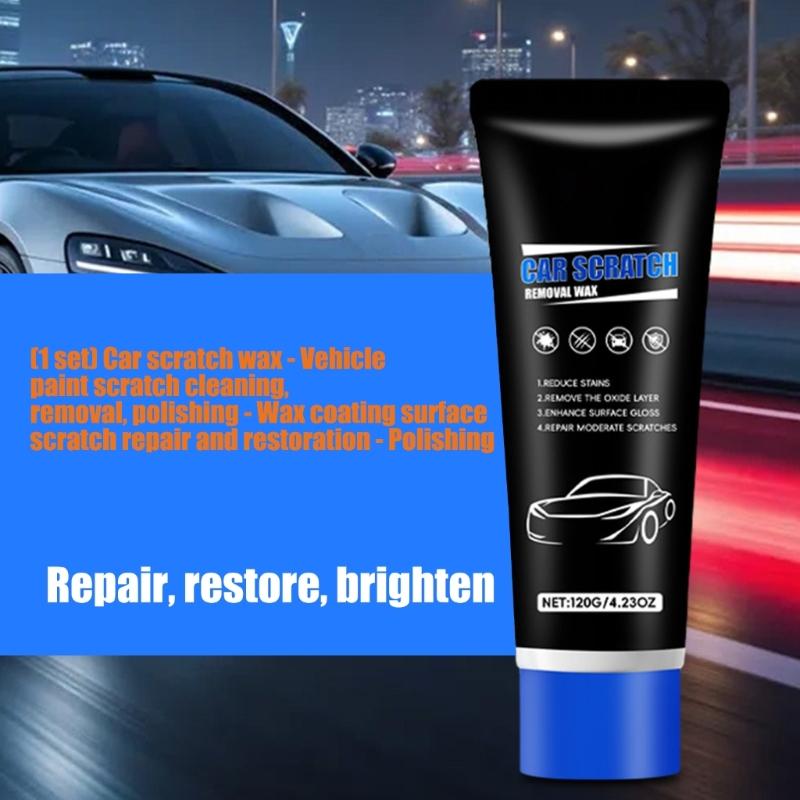 120G/4.23oz Car Surfaces Paint Restorer with Wipe and Sponge Car Scratch Repair Wax Paint Scratch Repairing Polishing Wax