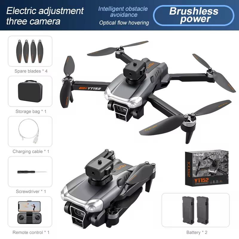 Nový YT152 MINI Drone 8K Tři kamery Wiif Optické polohování toku Vyhýbání se překážkám Bezkartáčové dálkové ovládání Čtyřosé letadlo Hračka Dárek Děti