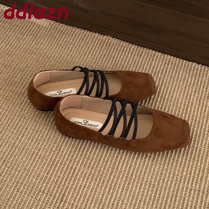 Fashion New Fashion Elastic Band Women Flats Slip On Shoes Soft Female Shallow Footwear Square Toe Ladies Mary Janes Flats Shoes