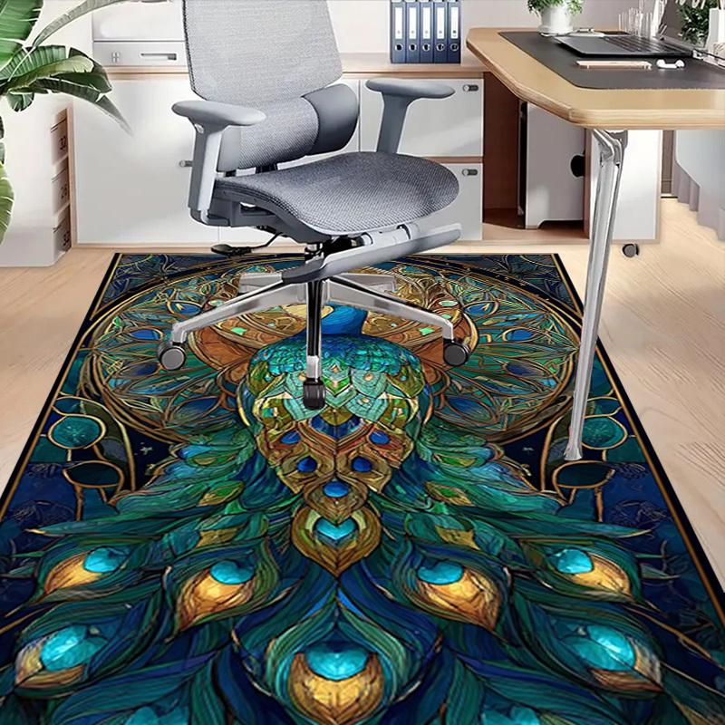 1PC Peacock Stained Glass Extra Large Non Slip Floor carpet, Office, family, Studio   Large Area Rug Indoor Rugs, Bold Statement Piece