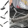 Long Handle Barbecue Cleaning Brush Triangle Grill Cleaning Steel Brush Multi-Function   Camping