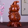 Large Pear-Shaped Mahogany Wood Fu Lu Ornament - Living Room Decoration & Handcrafted Gift