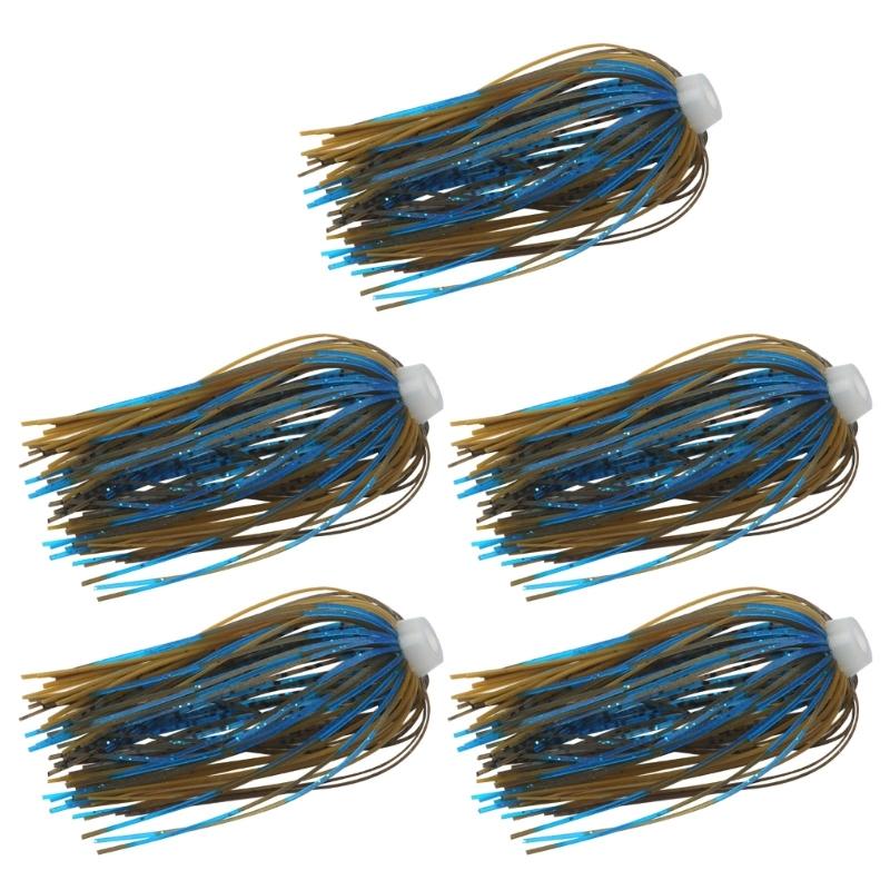 5Pcs Silicone Spinnerbait Skirts DIY Fishing Jig Lures 88 Strands Rubber Skirts