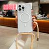 Strap Case For iPhone 15 14 13 12 17 Pro Max 16 Plus Magsafe Crossbody Lanyard Shockproof Clear Magnetic Wireless Charging Cover