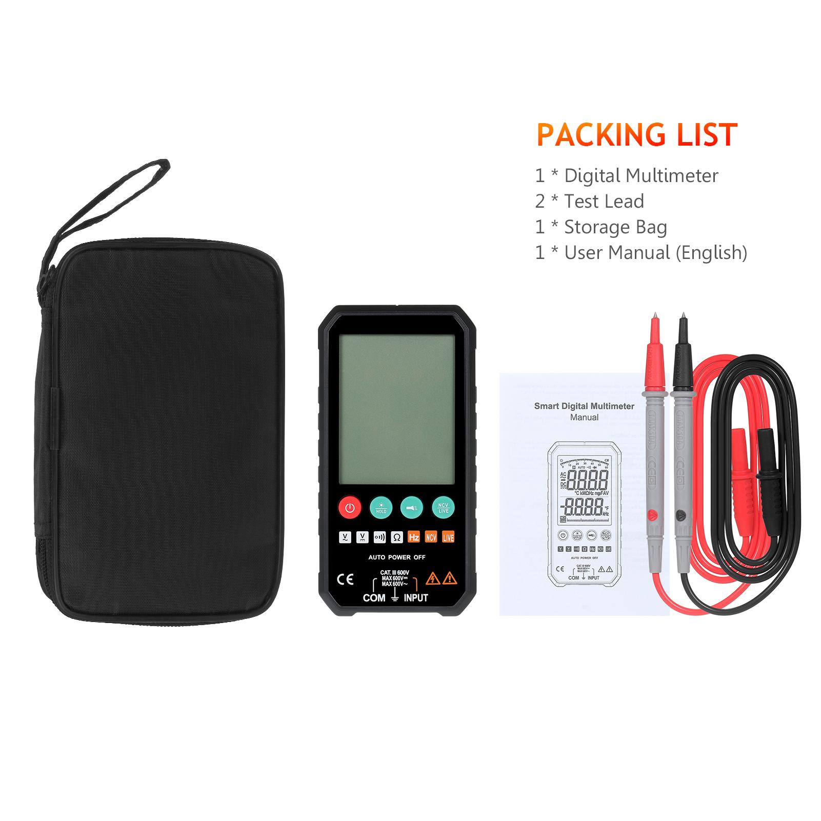 

Портативний цифровий мультиметр Mastfuyi, 6000 РК-дисплеїв із підсвічуванням, портативний ліхтарик чорний