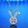S925 Sterling Silver Moissanite Rabbit Ear Pendant Necklace for Women - Cute Douyin-Inspired Style