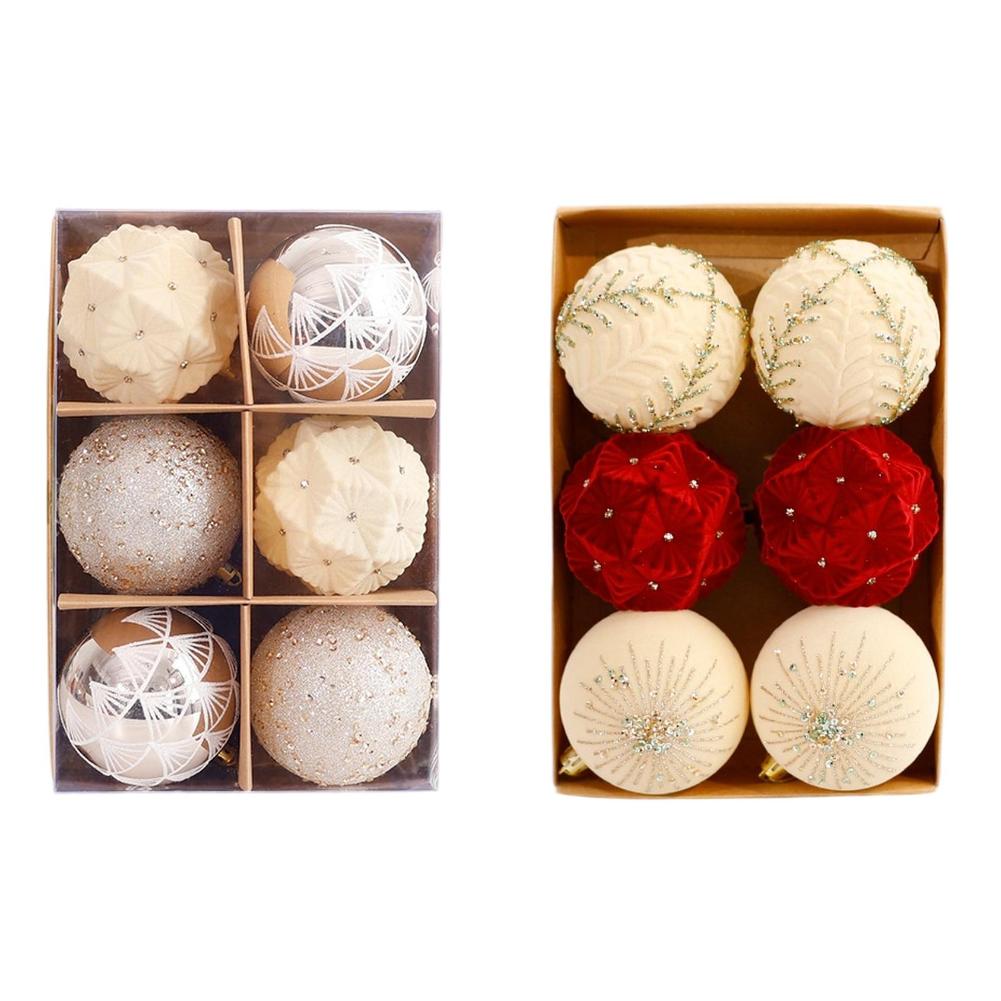 Festive Christmas Ball Set 6 Pieces In Wine Red and For Champagne Gold Colors Diameter 85cm for Tree and Home Decoration