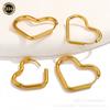 Heart-Shaped 18K Gold Stainless Steel Earrings - Women's Fashion Simple Ear Hoops
