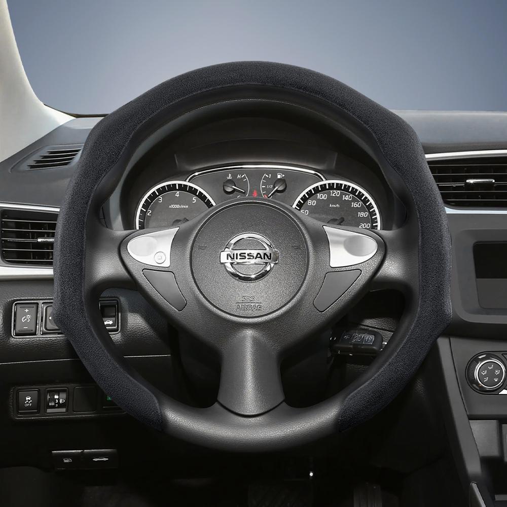 yxkpz10 Suitable for Nissan Premium Suede Snap-On Steering Wheel Cover, Non-Slip and Durable, Round and D-Shaped Steering Wheel Available for Qashqai