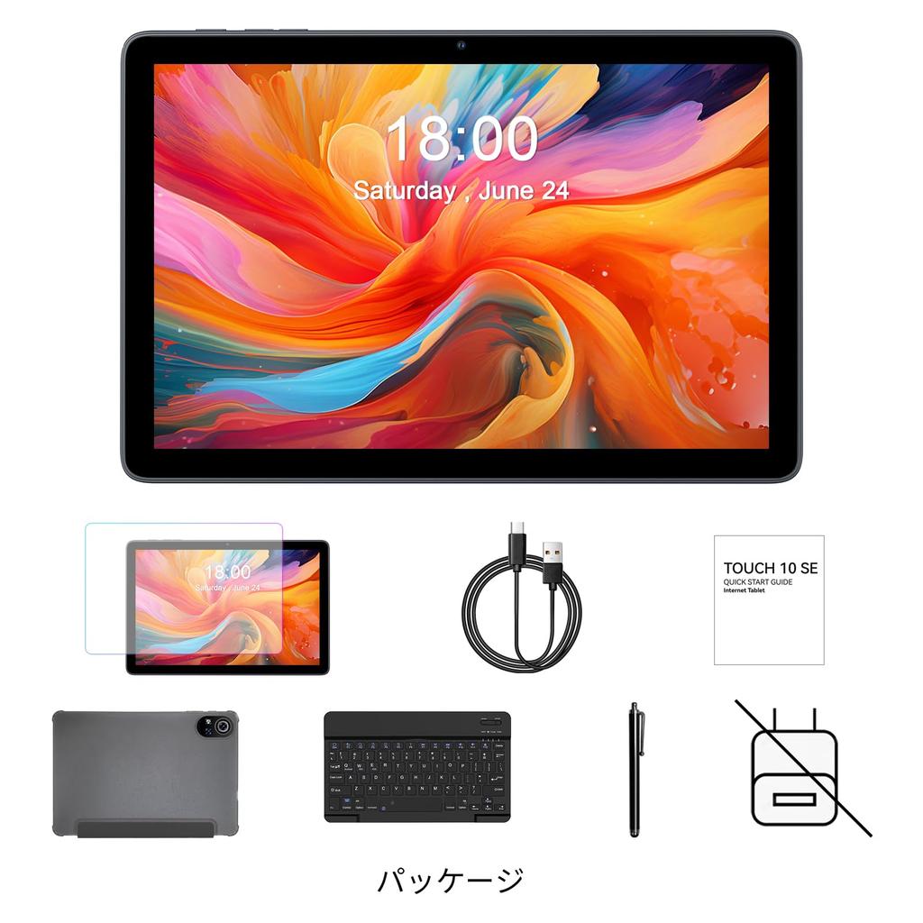 PRITOM WiFi Android 24GB 128GB WideVine L1 IPS 8000mAh Keyboard Case Japanese Instruction Manual Gray 10-inch Tablet, 15, (6GB + 18GB) + RAM, Display,
