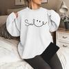 Women's Geometric Smiley Face Crew Neck Pullover Sweatshirt, Sizes S-3XL