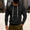 Autumn and Winter Heavyweight Men's Loose Outdoor Sports Velvet Hooded Multi-pocket Casual Workwear Sweatshirt for Men