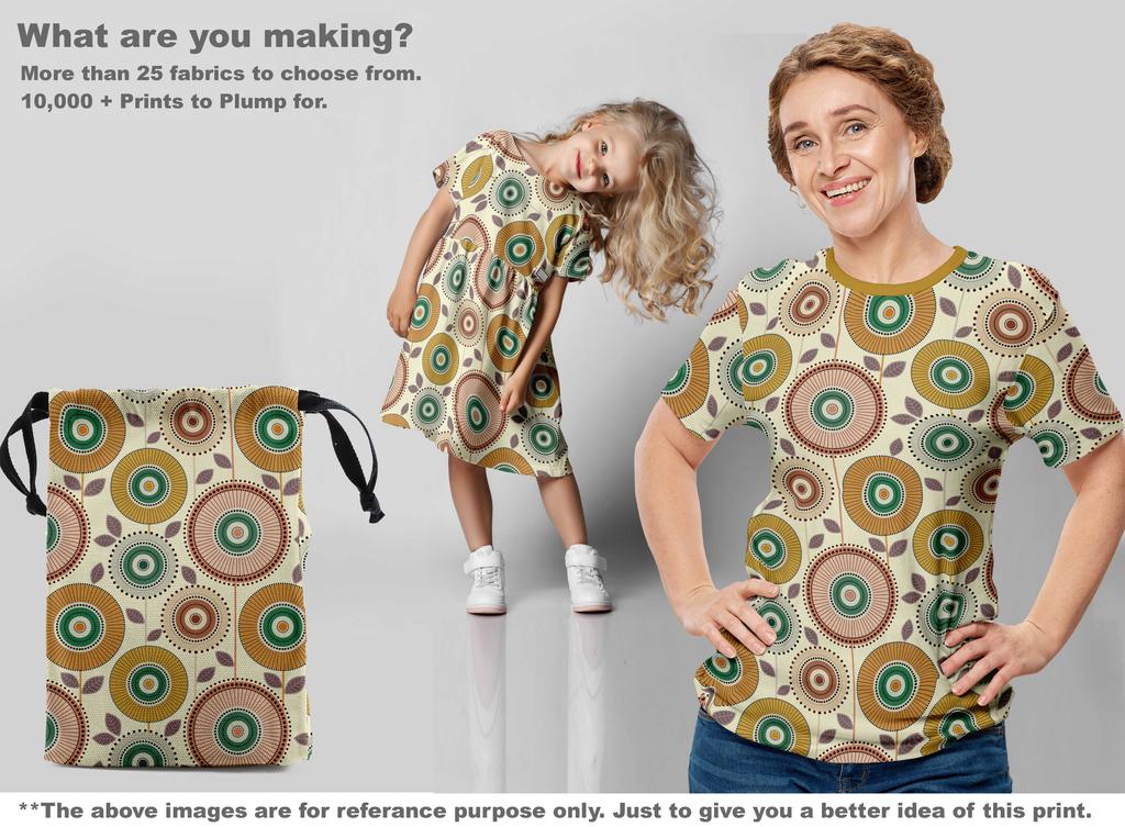 oneOone Cotton Flex Dark Mustard Fabric Dotted Floral Quilting Supplies Print Sewing Fabric By The Yard 40 Inch