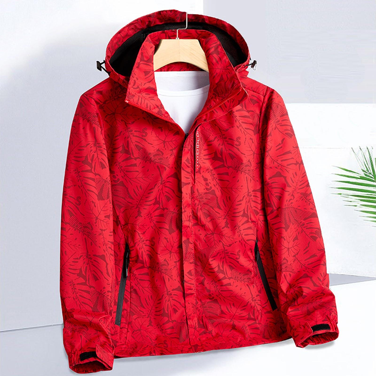 

Куртка женская водонепроницаемая ветровка легкая дождевая куртка с карманами упаковываемая дождевик для женщин с капюшоном XXL красный