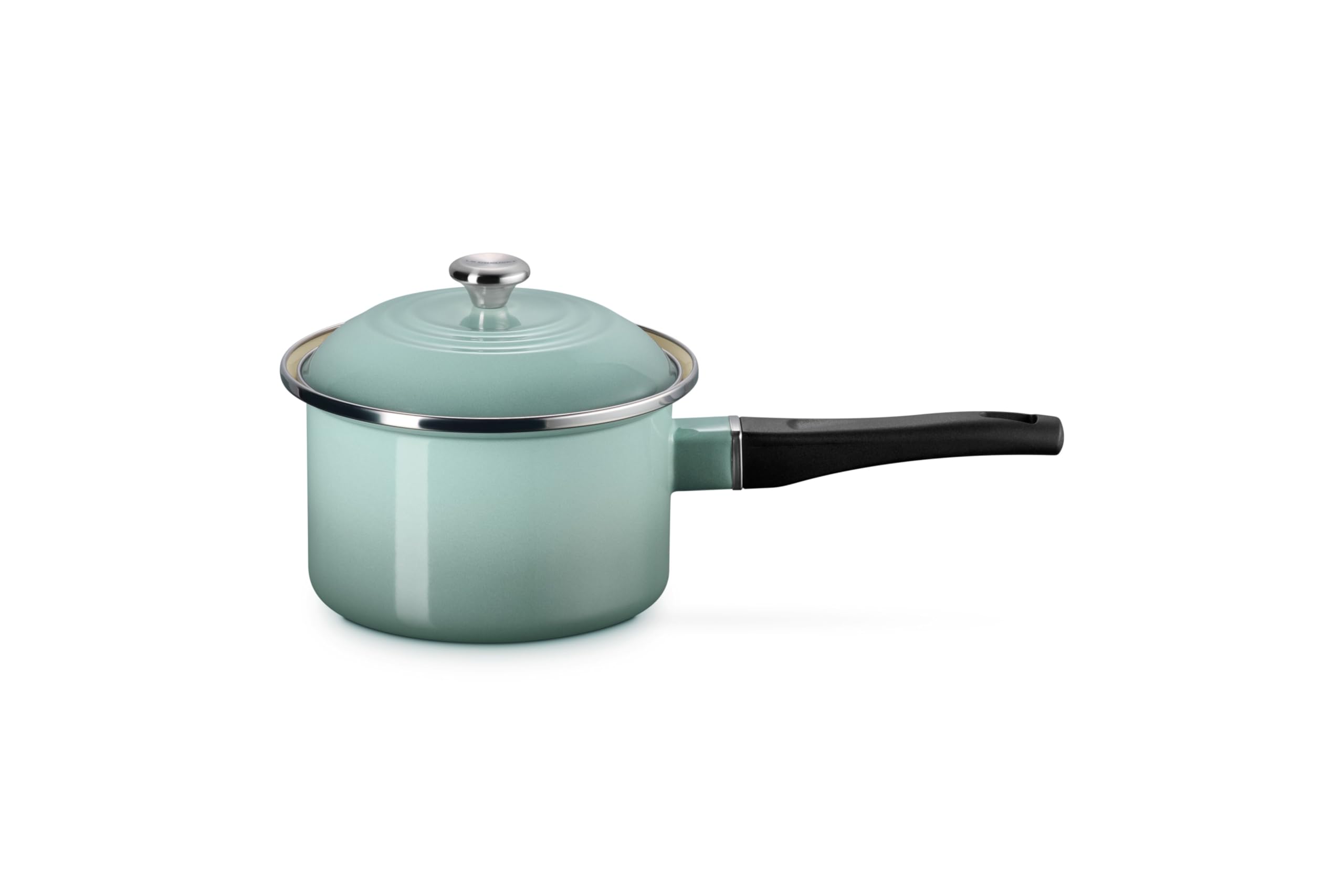 

Le Creuset EOS Enamel Sea with Stainless Steel Gas and Induction Compatible Japanese Saucepan, 16cm, Salt, Handle, [Official Product]