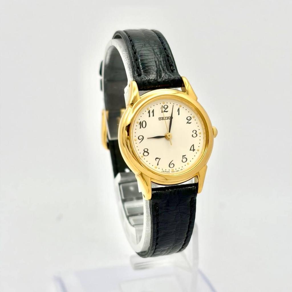 Used [Excellent Condition/New Battery] SEIKO Ladies Watch Gold 7N01-6880 710974 Genuine Belt