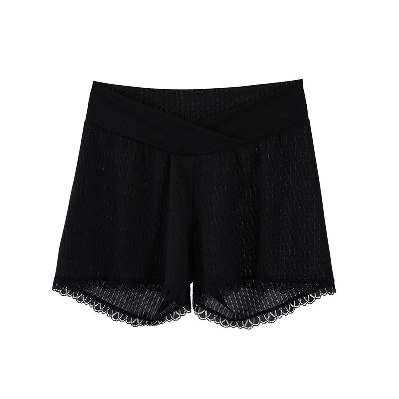 Pantaloni scurți de siguranță ușori cu talie joasă pentru maternitate: Suport din dantelă respirabil, cu elasticitate ridicată, pentru sarcină timpurie până la sarcină avansată