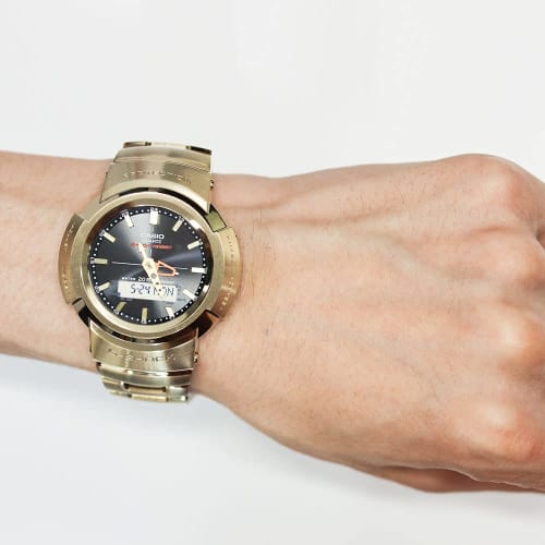 Casio G-Shock FULL METAL Men's Waterproof Radio-Controlled Solar Watch, Gold, AWM-500GD-9A