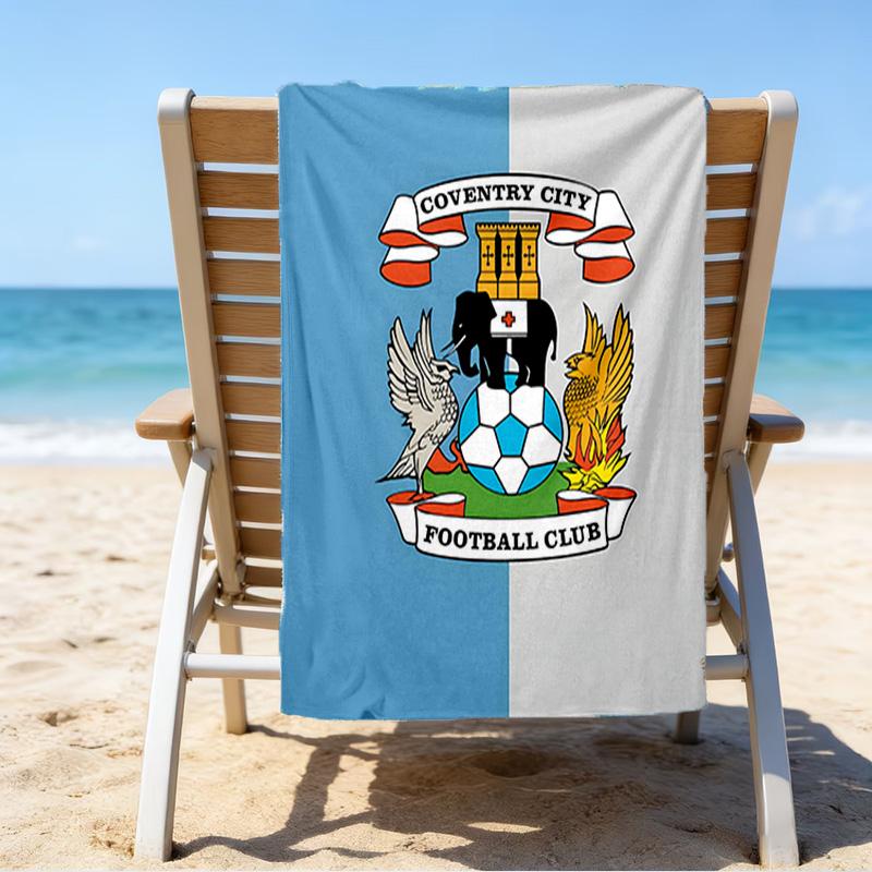 Strandtuch mit aufgedrucktem Wappen des Coven-try Football Club, superweiche Mikrofaser, perfektes Geschenk zum Geburtstag, für Pool, Strand, Reisen, für Familie und Freunde