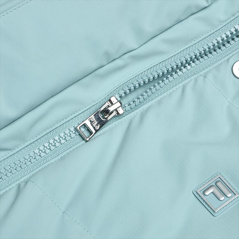 Fila Fleece Long Hooded Down Jacket Women Outerwear Stone-Blue F11W443905FLB