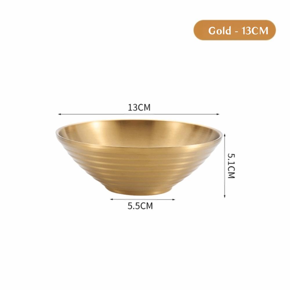 New 304 Stainless Steel Bamboo Hat Bowl Double Anti Scalding Japanese Bowl Threaded Ramen Bowl Pickled Cabbage