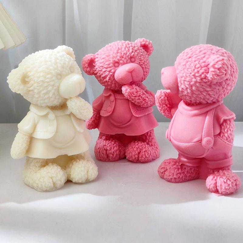 3D Standing Bear Shape Candle Silicone Mold for DIY Hand-made Candle Ornaments Mould Handicrafts Making Tool Baking Mold
