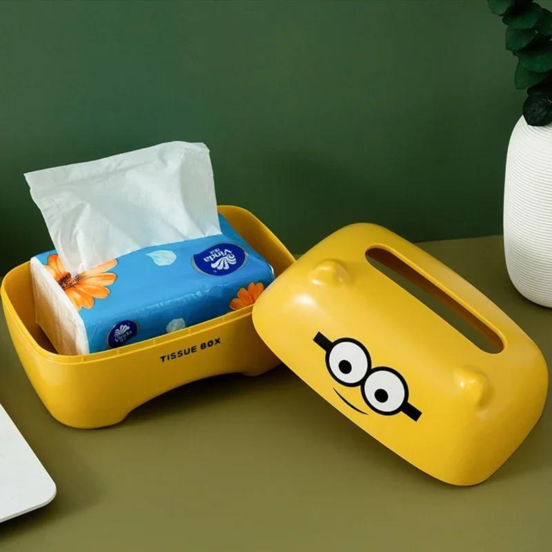 Tissue Box Table Napkin Rings Tissue Case Paper Box Container Bamboo Cartoon Cover Solid Storage Box Home Table Decoration
