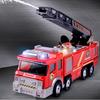 Electric Fire Truck Toy with Lights and Sirens Sounds, Extending Ladder Pump Hose To Water, Bump