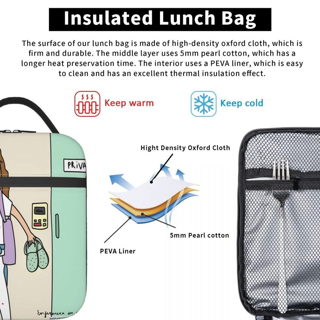 Comfort Doctor Nurse Lunch Bag Enfermera En Apuros Cute Lunch Box For Unisex Work Portable Insulated Cooler Bag Tote Food Bags