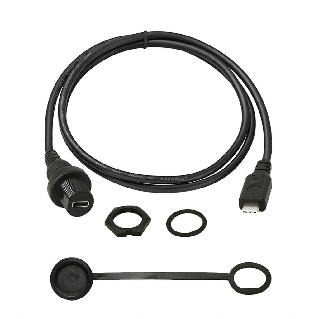 USB2.0 3.1 Type C Port Car Dashboards Panel Mount Cable Male to Female Extension for Boats Motorcycle