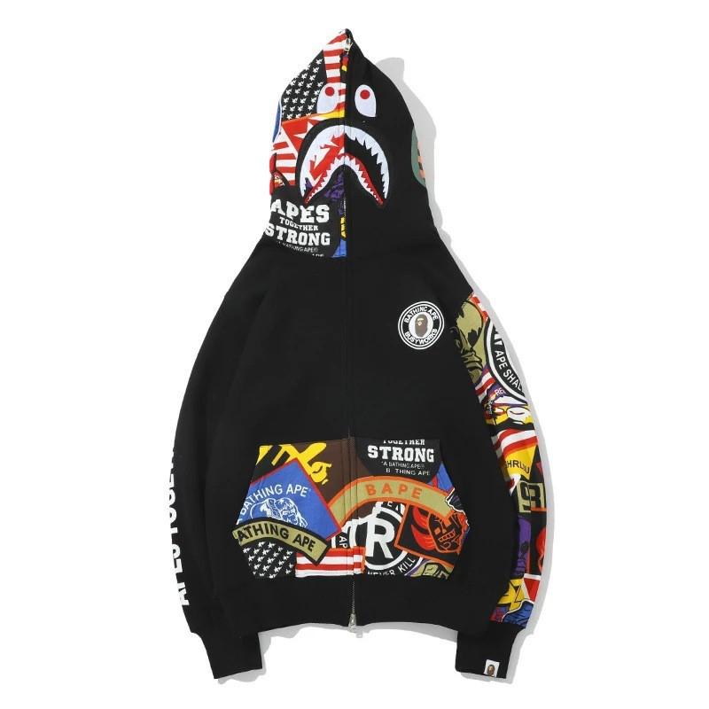 Shark 3D Print Zip Up Hoodie Camo Streetwear Teens