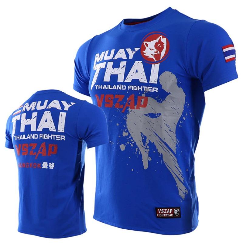 Men's Muay Thai T Shirt Summer Breathable Quick Dry Tees Running Fitness Sports Short Sleeve