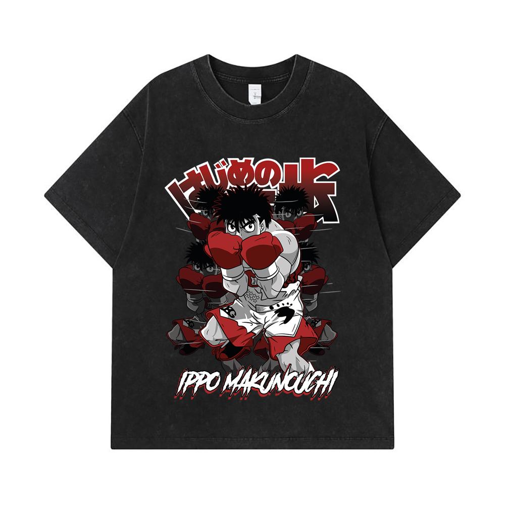275 GSM Washed T-shirts 100% Cotton Hajime no Ippo V11 Ippo Print Unisex Heavy Cotton T Shirt