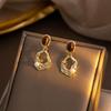Silver Needle Tiger's Eye 925 Metal Earrings - Retro Hollow Irregular Design